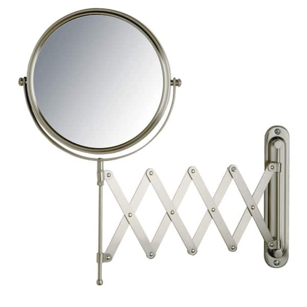 Hotel Quality BRASS 8” Wall Mount Swing Arm 2-Sided Magnifying Mirror 1 & 7X 