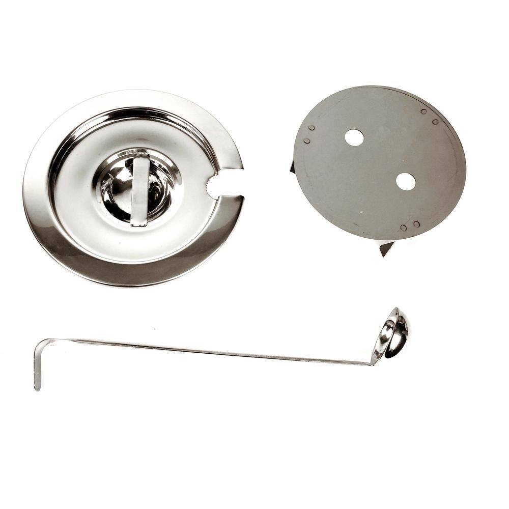 Silver Stainless Steel Dual Soup Warmer with Ladle and Pump