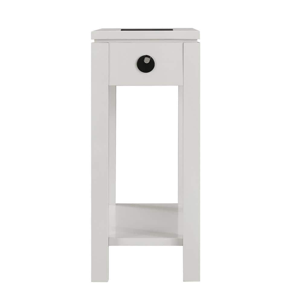 Cade Contemporary Gray Poplar Side Table with Storage