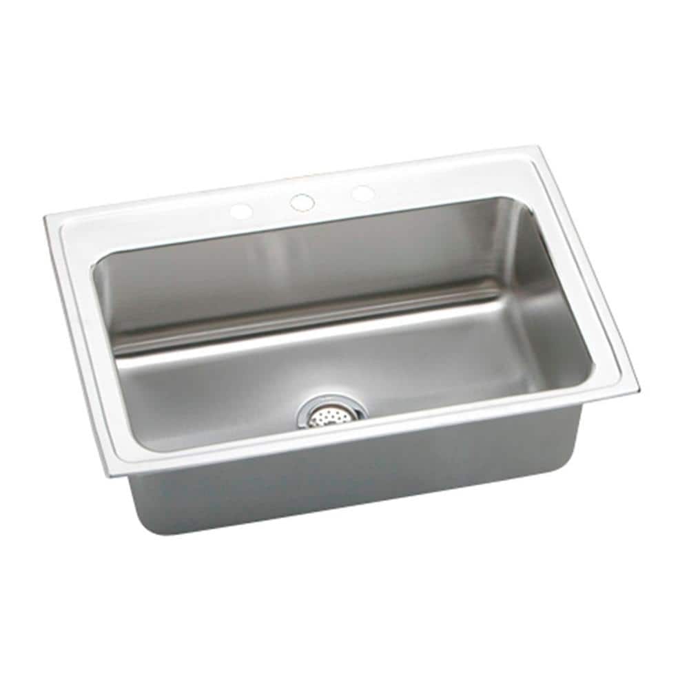 Lustertone 33 in. Drop-in Single Bowl 18-Gauge Stainless Steel Kitchen Sink Only price history on PriceWatchPro