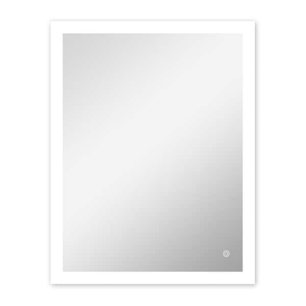 Unbranded 28 in. W x 36 in. H Rectangular Frameless LED Lighted Anti-Fog Wall Mounted Bathroom Vanity Mirror in Silver