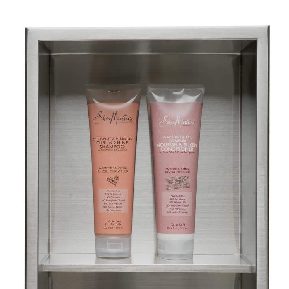 Brushed Stainless Steel Double Shelf Shower Niche
