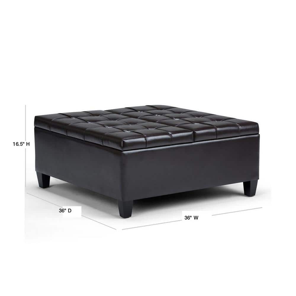Harrison 36" Tanner's Brown Faux Leather Tufted Cocktail Ottoman