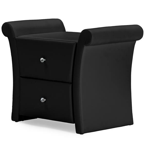 Baxton Studio Victoria Matte White PU Leather 2 Storage Drawers Nightstand Bedside Table Baxton Studio Victoria Matte White PU Leather 2 Storage Drawers Nightstand Bedside Table