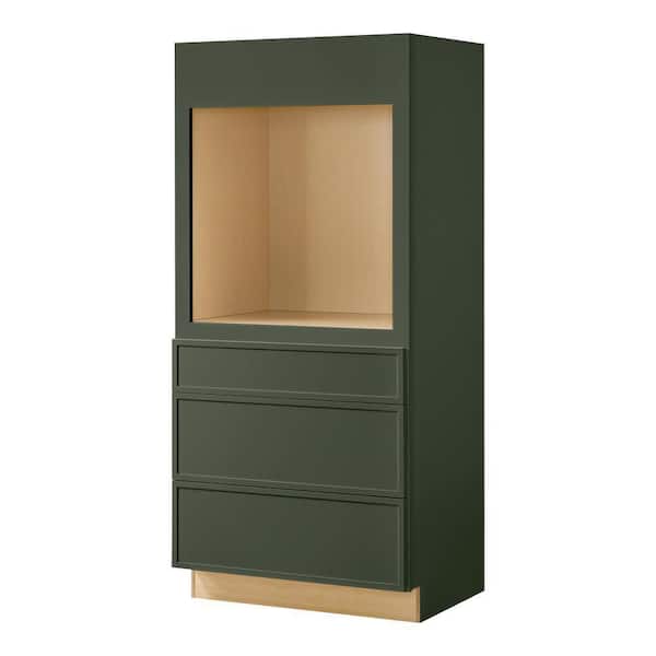 Leyton 33 in. W x 24 in. D x 72 in. H Ready to Assemble Plywood Slim Shaker Single Oven Kitchen Cabinet in Fern Green
