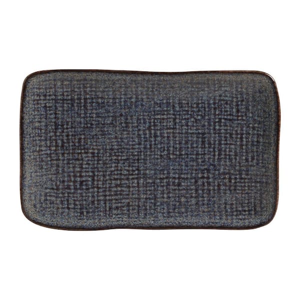 10.63 in. Titanium Dark Blue Stoneware Rectangular Platter Medium Juta (Set of 4)