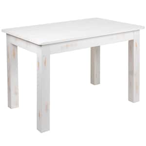 Antique Rustic White Wood 4-Leg Dining Table Seats 4