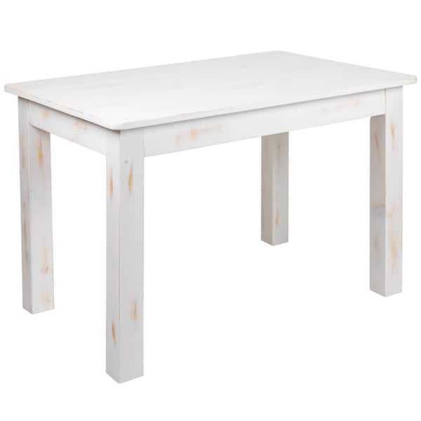 Carnegy Avenue Antique Rustic White Wood 4-Leg Dining Table Seats 4