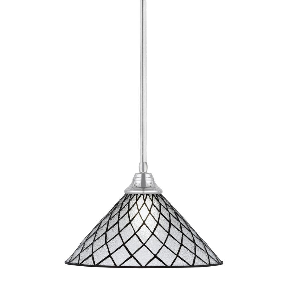 Sparta 100-Watt 1 Light Chrome Shaded Pendant Light with 16 in. Diamond Ice