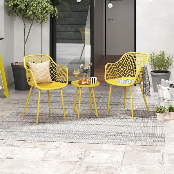 Outdoor Dining Chairs Set Modern Elegant Lotus Plastic Arc