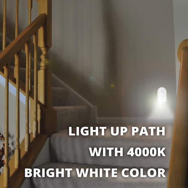 ECOLIGHT 0.4-Watt 20 Lumens Battery Operated Integrated LED Motion Activated  Indoor Path Night Light BO1101WHG04LF1E - The Home Depot