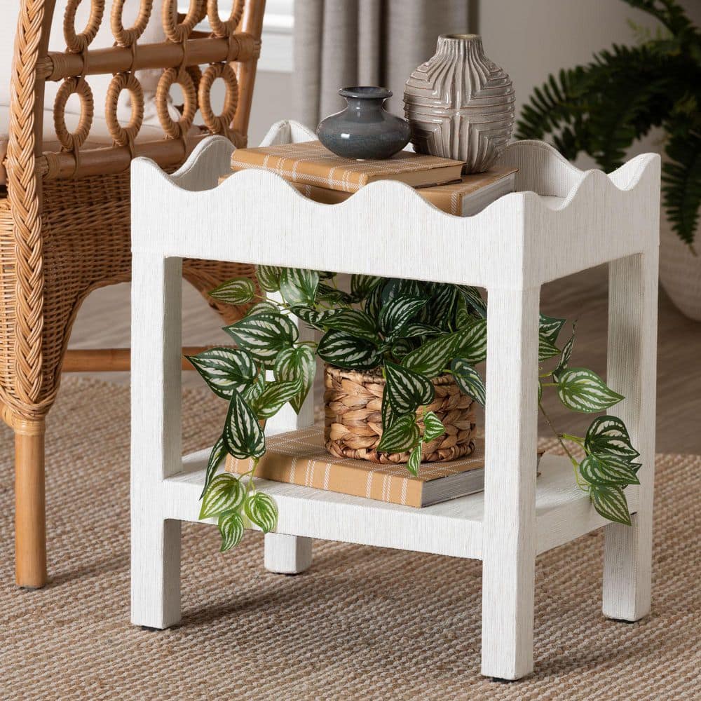 bali & pari Sebastian 18.1 in. White Rectangle Grasscloth End