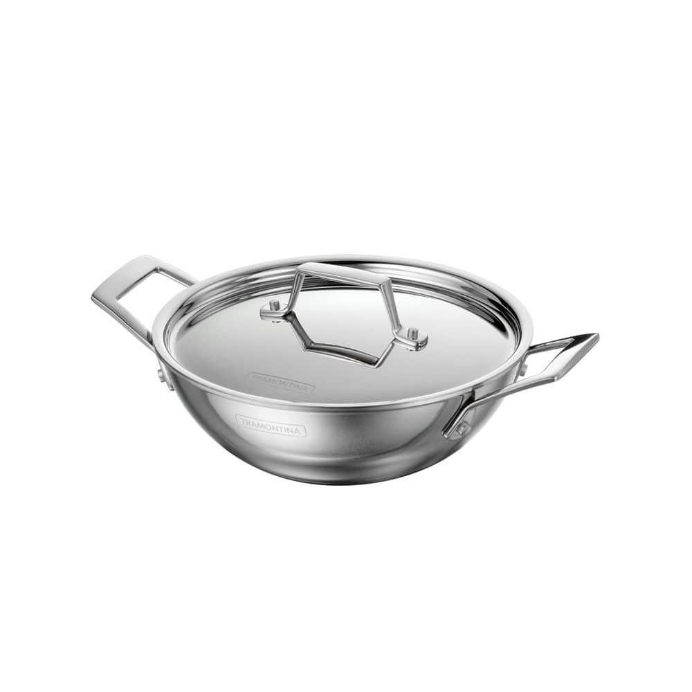 Utsava 8.4 in. 1.8 Qt Tri-Ply Clad Stainless Steel Kadai Pan with Lid – Induction & Gas Compatible - Cookware price history on PriceWatchPro