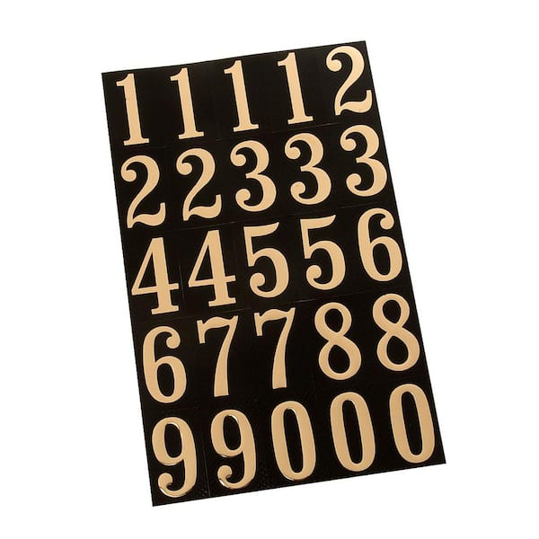 HY-KO 2 in. Gold Vinyl Numbers Set with Black Background