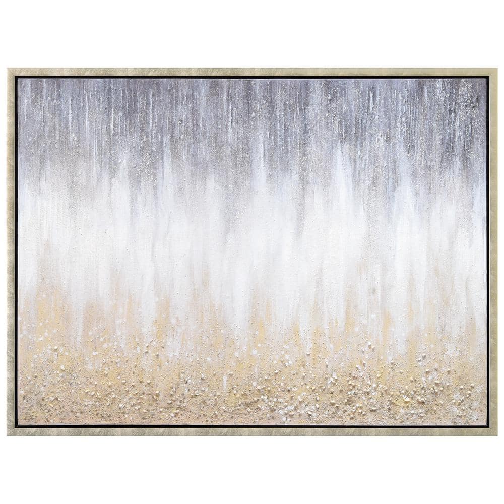 Golden Cascade Textured Glitter Hand Painted Canvas Wall Art, 30" x 40"
