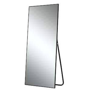 24 in. W x 71 in. H Metal Framed Full Length Mirror Wall Mounted Free Standing or Leaning against the Wall in Black