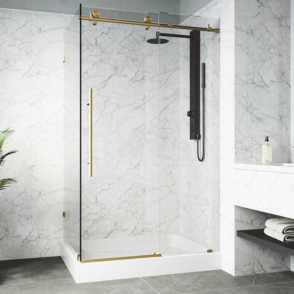 Elan E-Class 48" W x 36" D Frameless Clear Glass Sliding Shower Enclosure