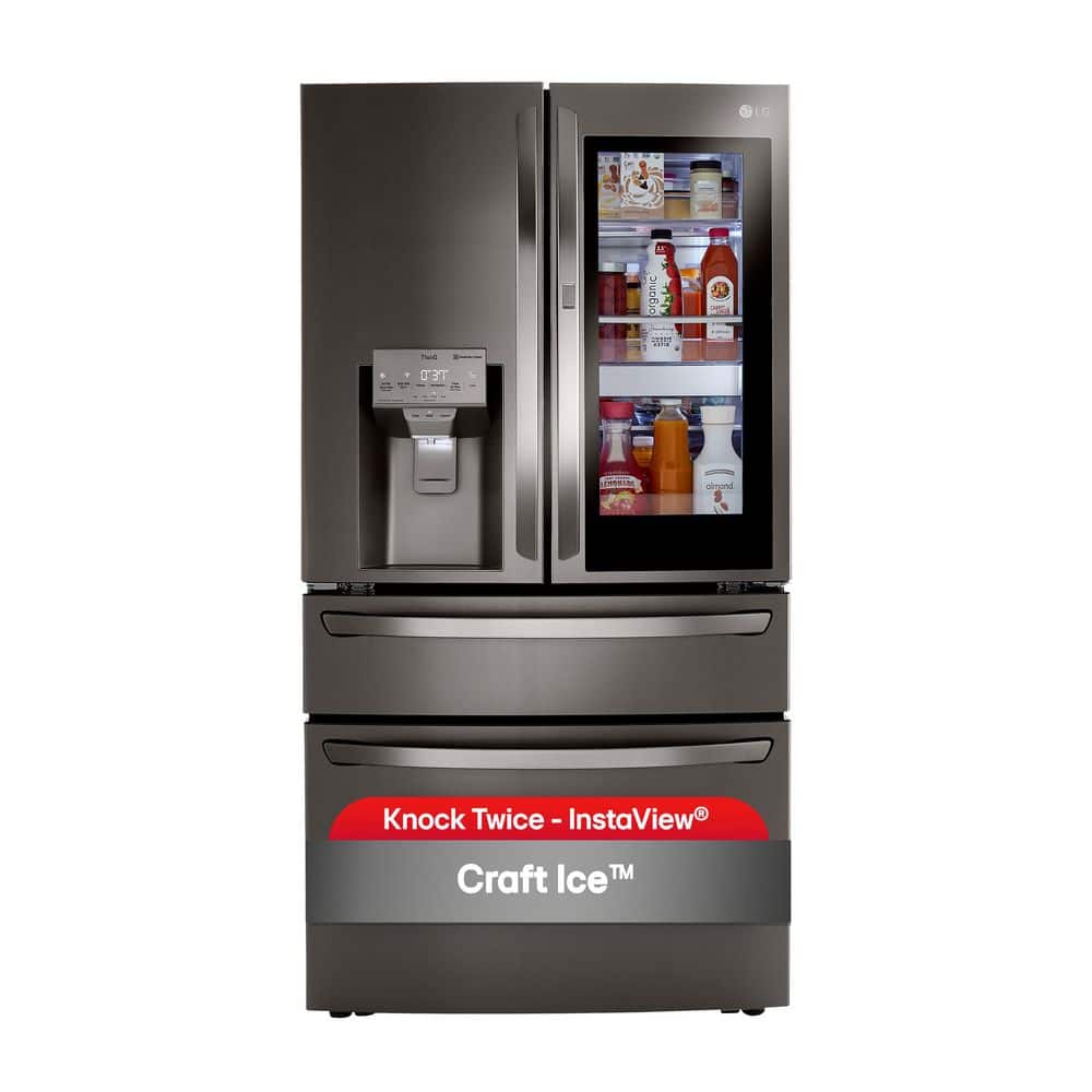23 cu. ft. 4-Door French Door Refrigerator w/ InstaView, Craft Ice in PrintProof Black Stainless Steel, Counter Depth