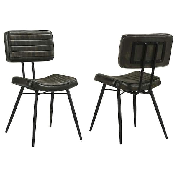 Coaster Misty Antique Espresso and Black Padded Side Chairs (Set of 2)