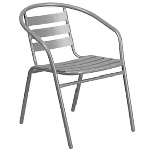 Metal Outdoor Dining Chair in Silver