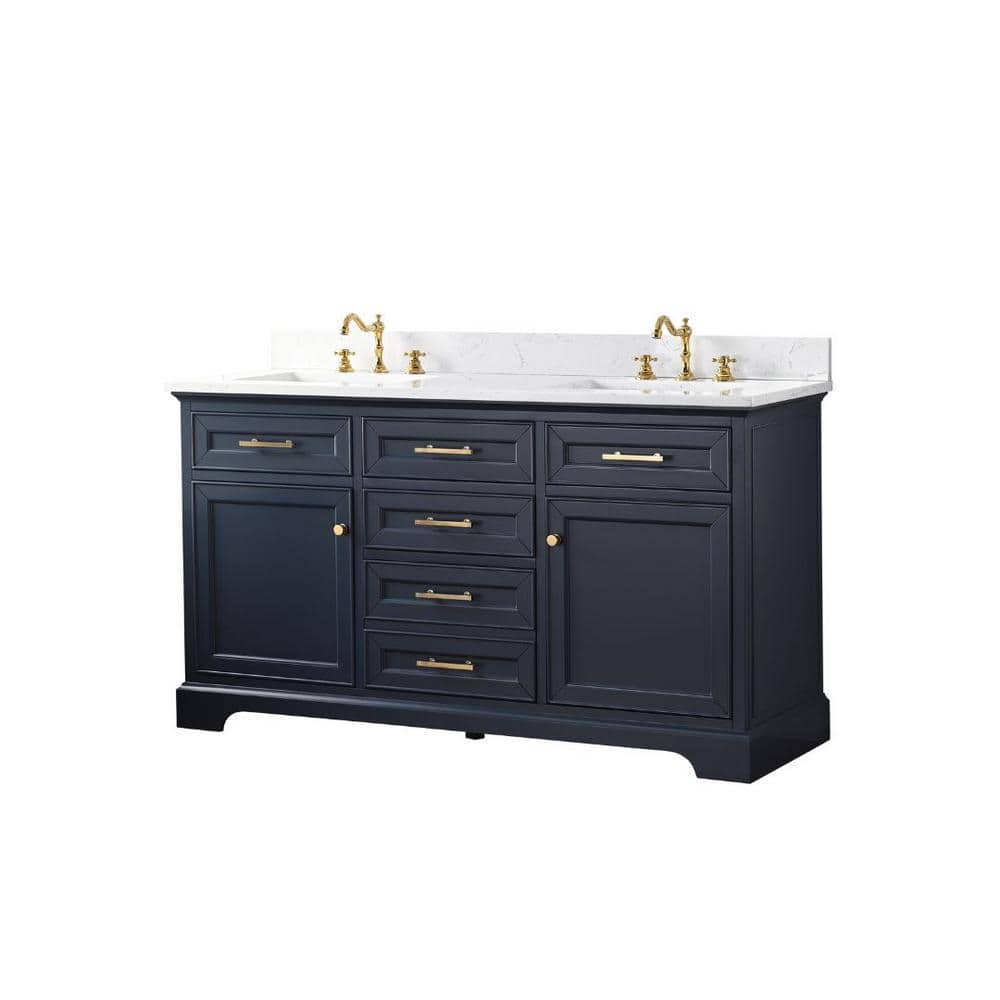 Indigo Blue Double Vanity with Carrara White Top