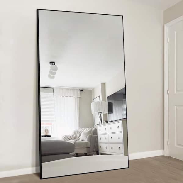 Seafuloy 32 in. W x 71 in. H Oversized Black Metal Modern Classic Full-Length Floor Standing Mirror