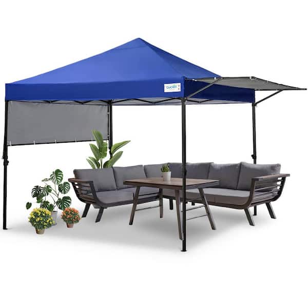 Quictent 10 ft. x 16 ft. Pop Up Canopy with Adjustable Dual Awnings, Sun and Waterproof in Dark Blue