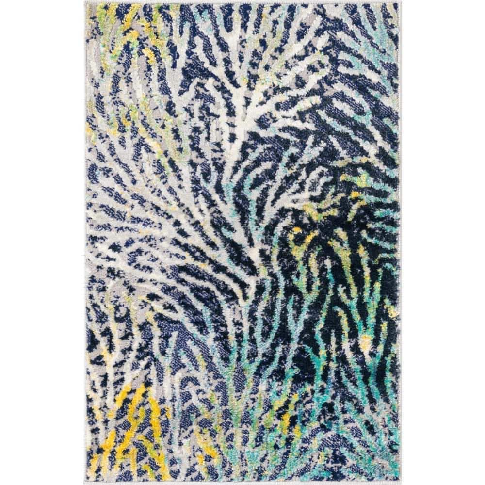 Unique Loom Ariel Seaweed Blue 2 ft. x 3 ft. 1 in. Area Rug 3157635