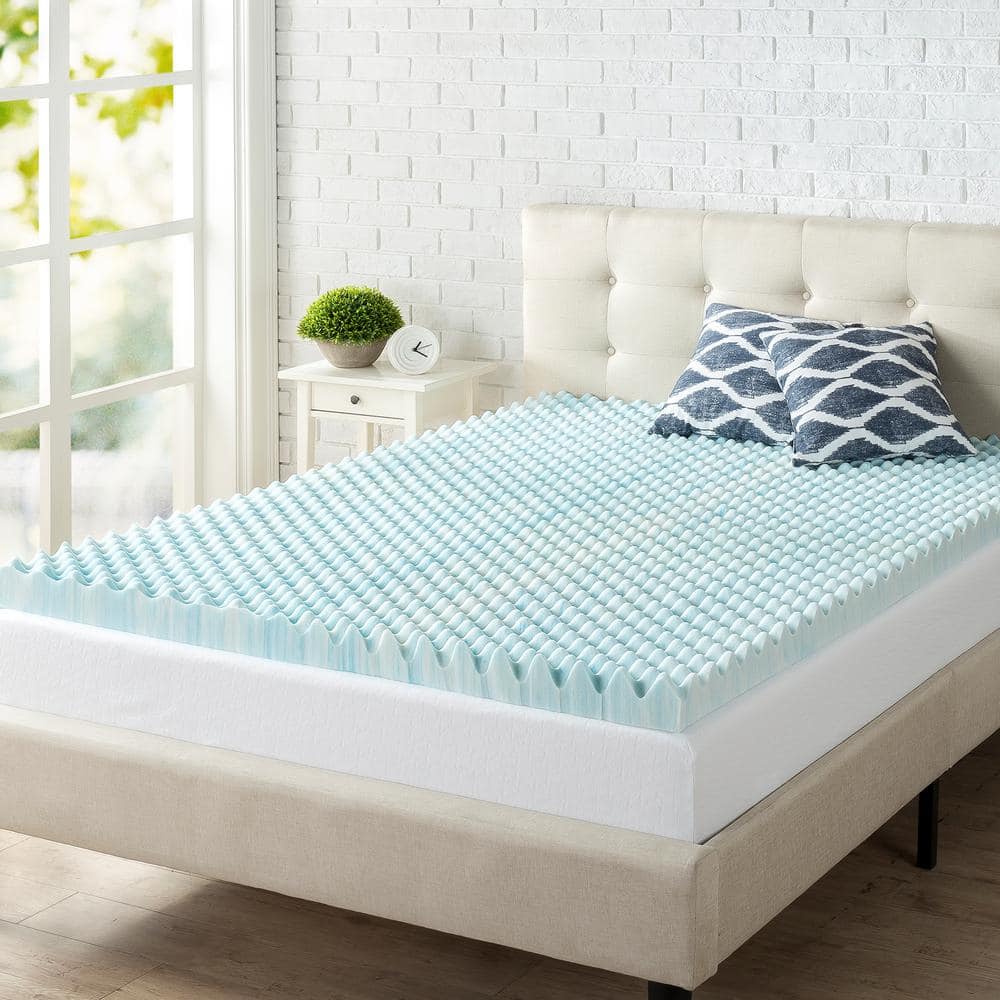 Zinus Swirl Topper 3 in. Medium No Pocket Gel Memory Foam Queen Mattress Topper