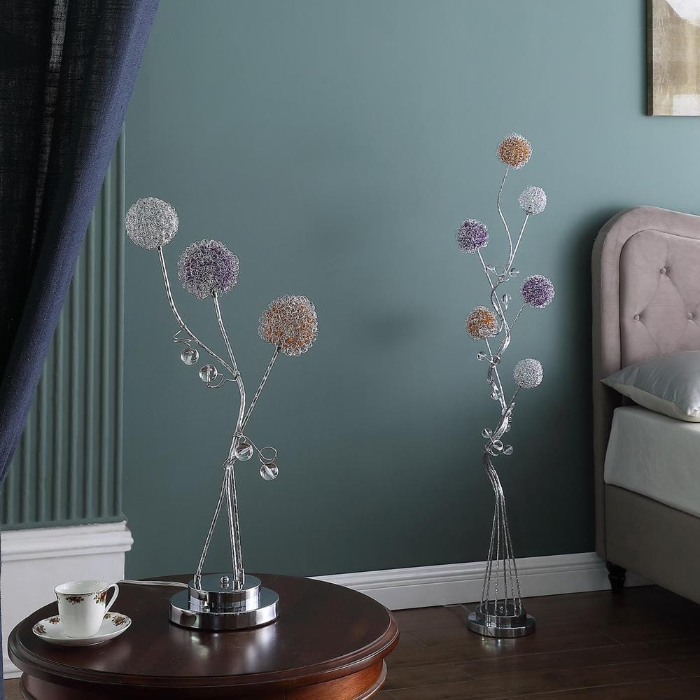 Zeus 58.5" Silver Aluminum Floral LED Floor Lamp