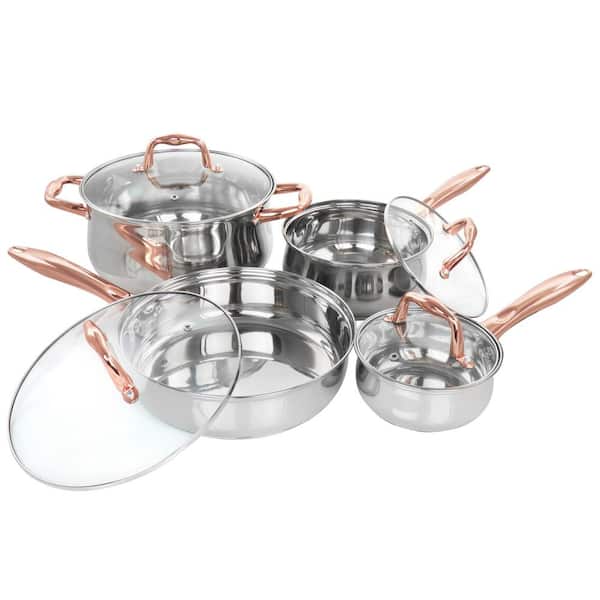 Oster Bransonville 8-Piece Stainless Steel Cookware Set in Chrome and Bronze