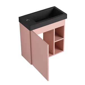 19.7 in. W x 9.9 in. D x 21.3 in. H Single Sink Wall Floating Bath Vanity in Pink with Black Resin Top and Cabinet
