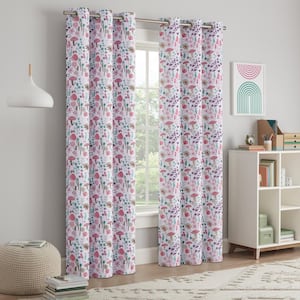 Kids Mushroom Multi Polyester Printed 37 in. W x 84 in. L 100% Blackout Curtain (Single Panel)