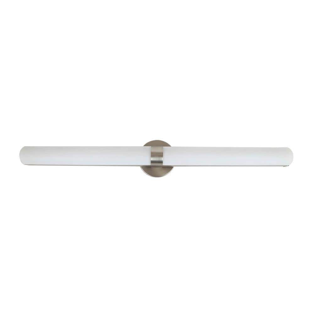 34 in. 1-Light Brushed Nickel LED Vanity Light Bar with Clear Diamond Textu