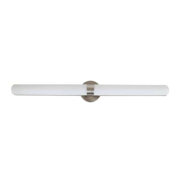 Unbranded 34 in. 1-Light Brushed Nickel LED Vanity Light Bar with Clear Diamond Textured Acrylic Shade