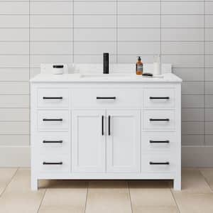 Beckett 48 in. W x 22 in. D x 35 in. H Single Sink Bathroom Vanity in White with Carrara Cultured Marble Top