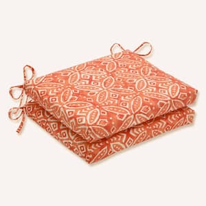 18.5 in. x 16 in. Outdoor Dining Chair Cushion in Orange/Ivory (Set of 2)