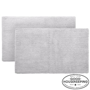 Shadow Gray 21 in. x 34 in. Cotton Reversible Bath Rug (Set of 2)