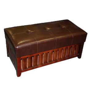 Brown 41 in. Backless Bedroom Bench with Sladded Design