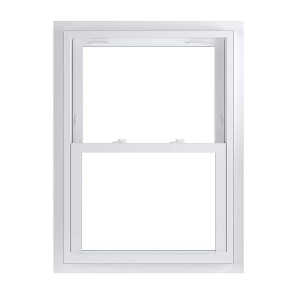 American Craftsman 29.75 in. x 40.75 in. 70 Series White Double Hung Low-E2 Argon PS Glass Vinyl Fin with J Window, Screen Incl