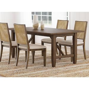 Matisse Transitional Light Brown Wood Top 94 in. 4 Legs Dining Table Seats 10