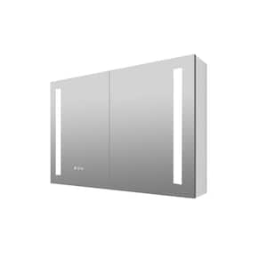 36 in. W x 24 in. H Rectangular Surface Mount Silver Bathroom Medicine Cabinet with Mirror Anti-Fog