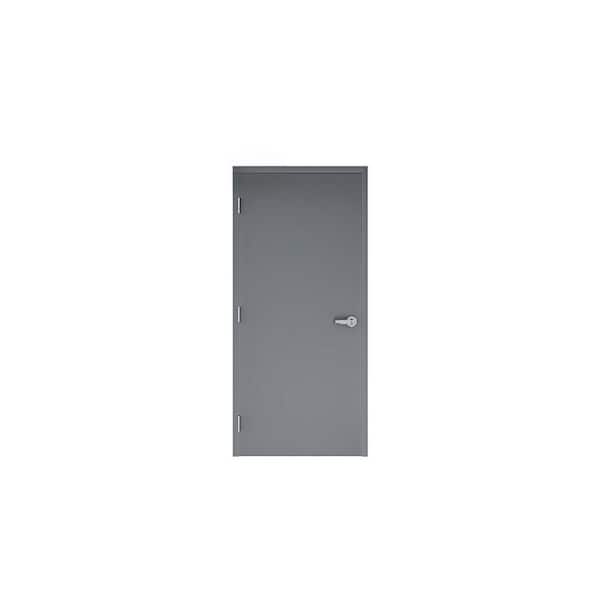 Flush Doors Series 36 in. x 80 in. Left-Handed Stainless Steel Finish Metal Commercial Door Kit w/ Frame and Hardware