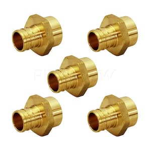 The Plumber's Choice 1/2 in. Brass Female Sweat Copper Adapter x 3/4 in.  Pex Barb Pipe Fitting (5-Pack) 12345PSFA - The Home Depot