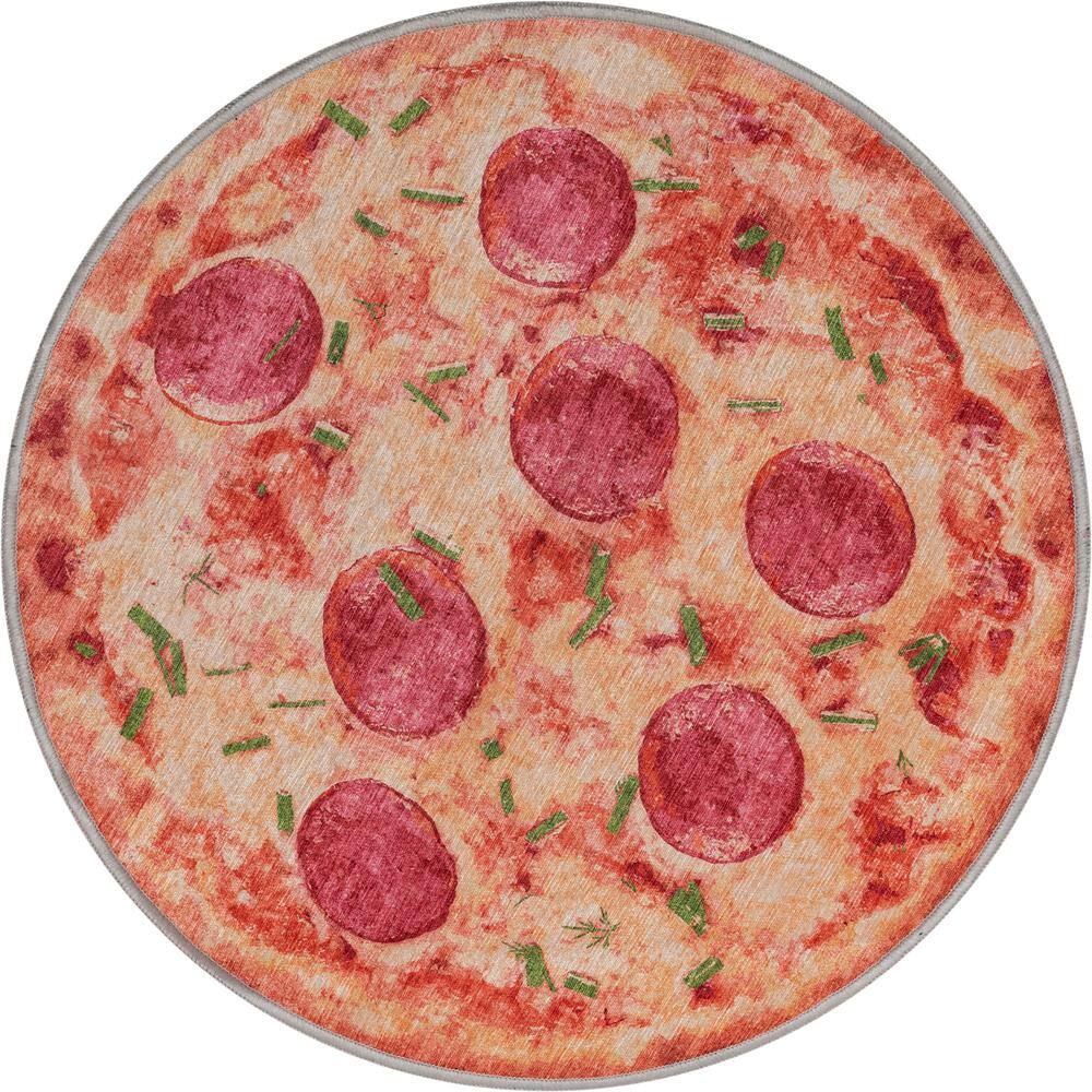 Apollo Pizza Modern Printed Orange 2 ft. 7 ft. Round Area Rug price history on PriceWatchPro