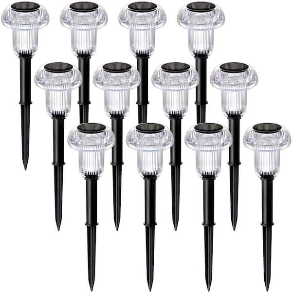 Angel Sar 9.3 in. Solar Lights, Halloween Pathway Lights LED Waterproof Mushroom Shape Color Changing Pathway Lights (12-Pack)