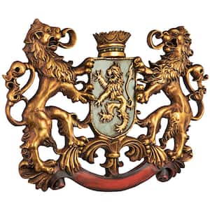 22.5 in. x 30.5 in. Heraldic Royal Lions Coat of Arms Wall Sculpture