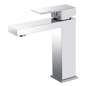 Contemporary Single Handle Single Hole Bathroom Faucet with Supply Hose in Chrome(1 Size)