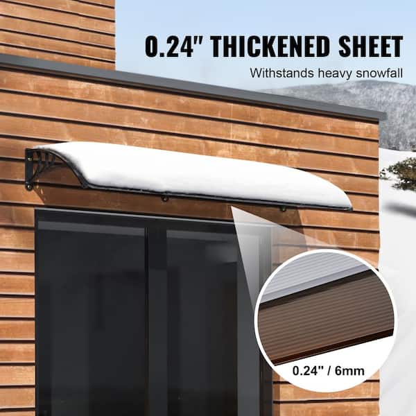 2 Pcs 40x40 Window Awning Door Canopy Exterior, Polycarbonate Cover Awnings for Doors Entrance, Front Door Overhang Awning for Sun Shutter, UV, Rain and Snow Protection, Brown 2 Pcs 40x40 Window Awning Door Canopy Exterior, Polycarbonate Cover Awnings for Doors Entrance, Front Door Overhang Awning for Sun Shutter, UV, Rain and Snow Protection, Brown
