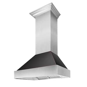 36 in. 700 CFM Ducted Vent Wall Mount Range Hood with Oil Rubbed Bronze Shell in Stainless Steel